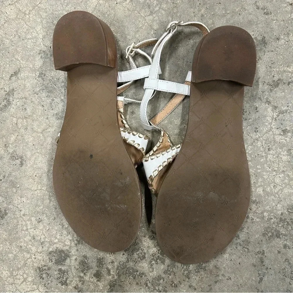 Jack Roger’s Elise Sandal Women’s 8.5‎ White/Platinum Stacked Heel